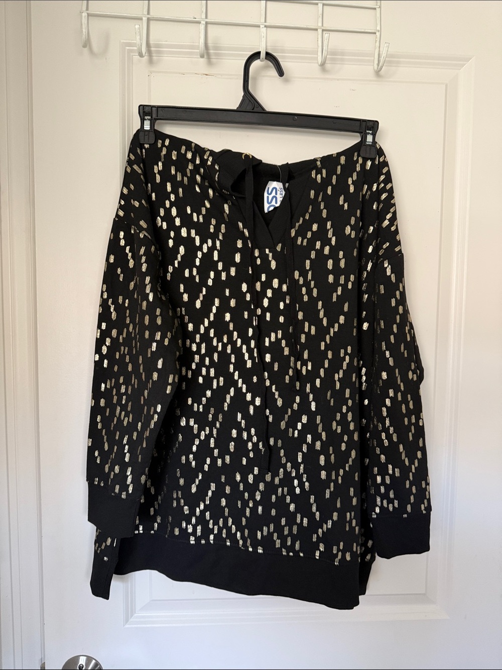 Black Metallic Dot-Print Women's Sweater Mini